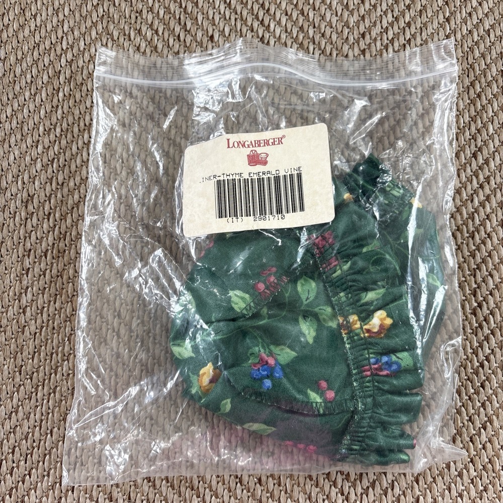 Longaberger Thyme Booking Basket Liner Emerald Vine